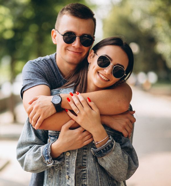 Happy couple considering future planning and enduring guardianship arrangements