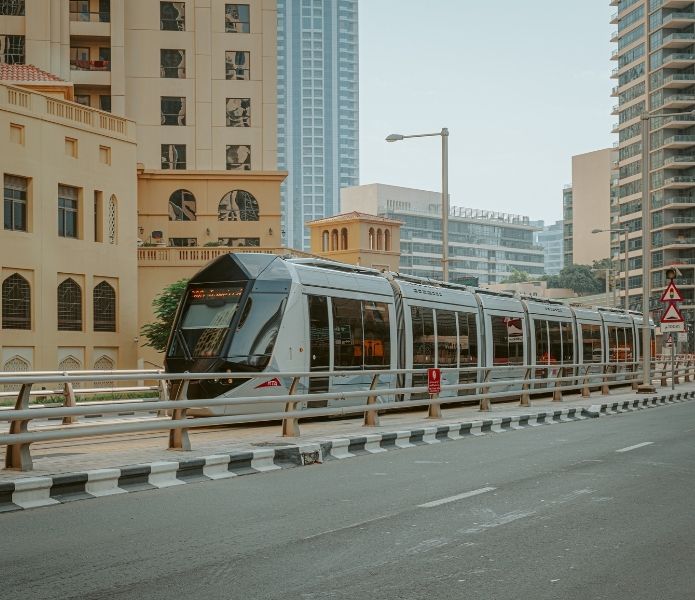 City tram and street environment representing public liability lawyers managing transport-related injury claims.